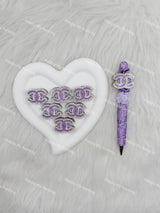 Purple Sliver Rhinestone CC Designer Beads DB-014