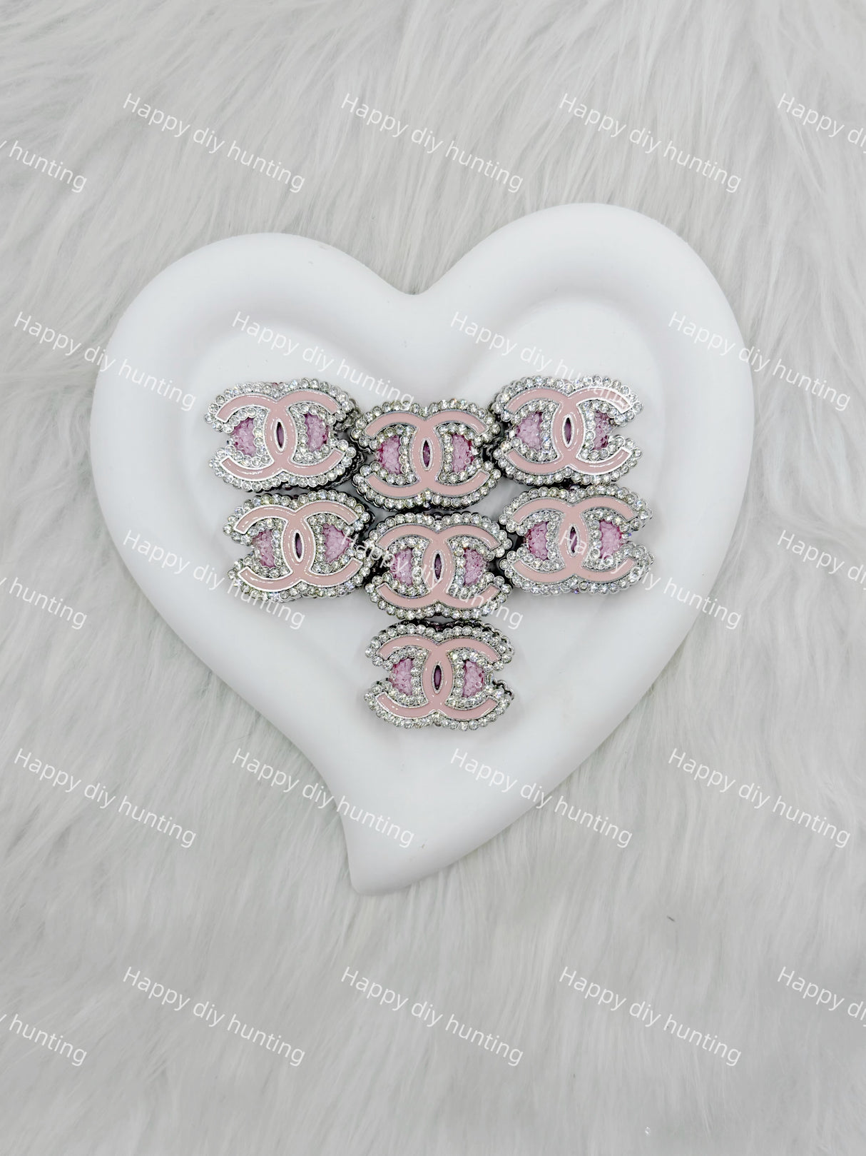 Pink with Sliver Rhinestone Designer Beads with Sliver Metal Part CC DB-015