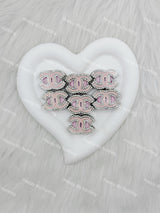 Pink with Sliver Rhinestone Designer Beads with Sliver Metal Part CC DB-015