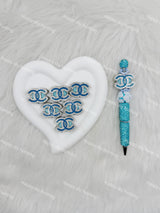 Light Blue with Sliver Rhinestone  CC Designer Beads DB-016