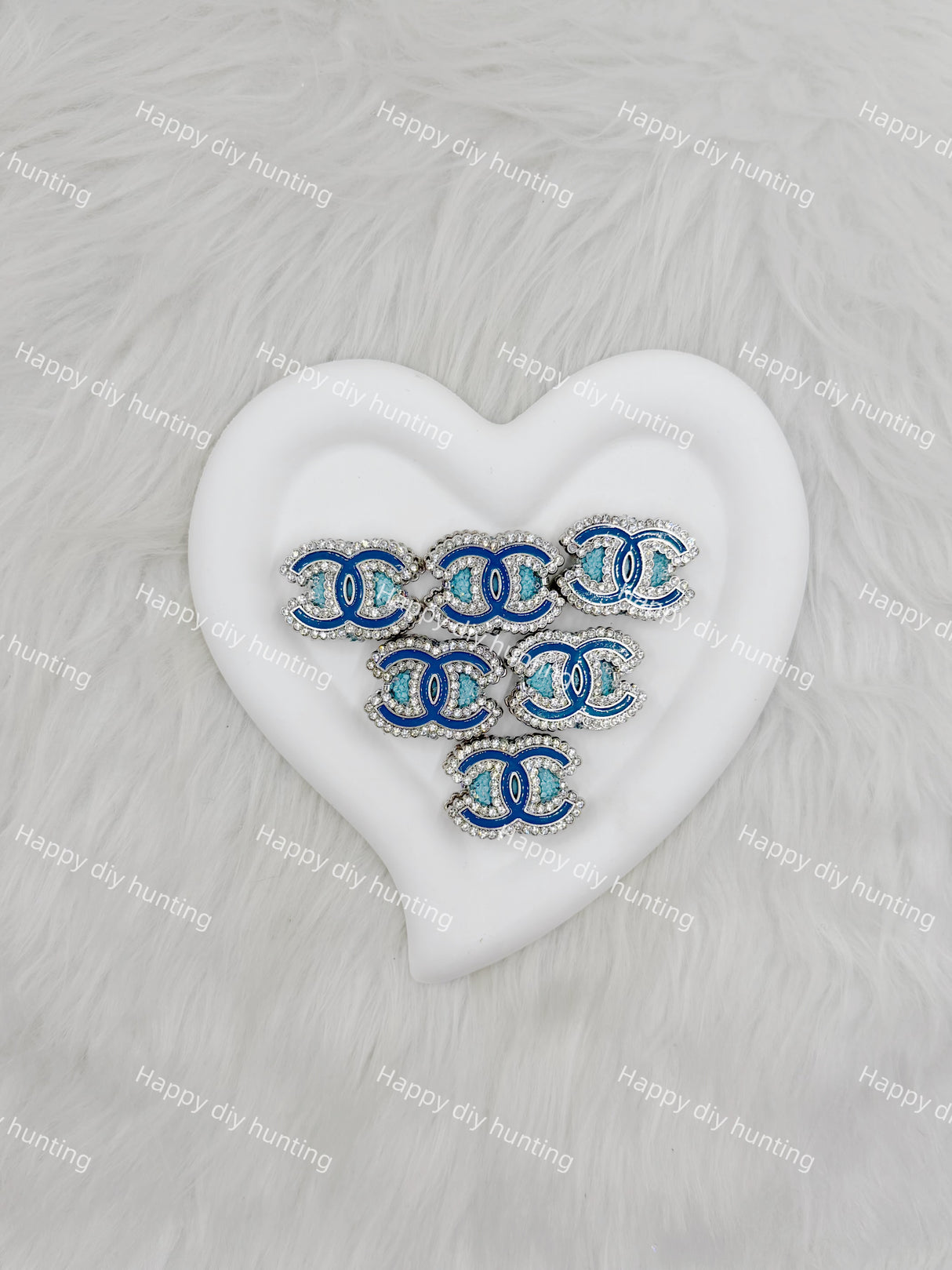 Light Blue with Sliver Rhinestone  CC Designer Beads DB-016