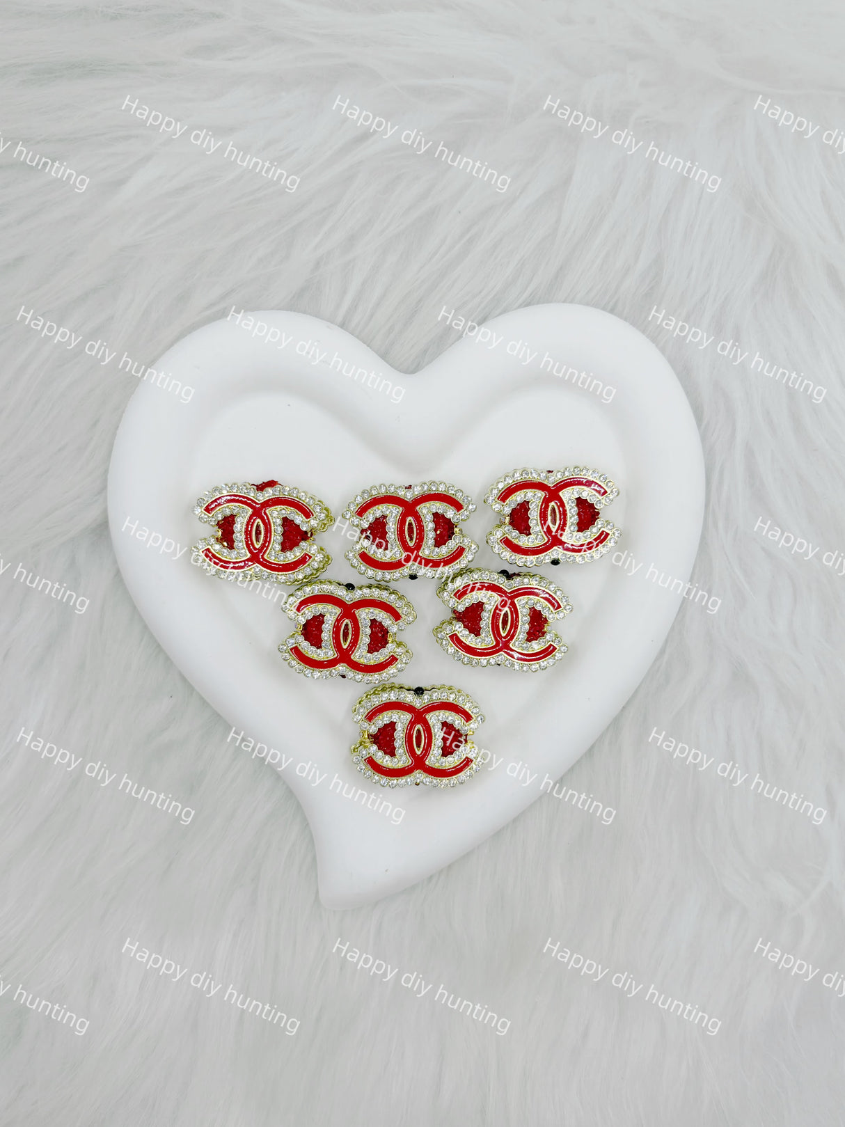 Red with Sliver Rhinestone  CC Designer Beads DB-017