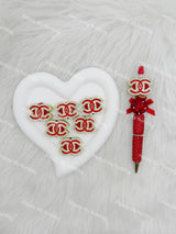 Red with Sliver Rhinestone  CC Designer Beads DB-017