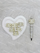 White with Sliver Rhinestone  CC Designer Beads DB-018