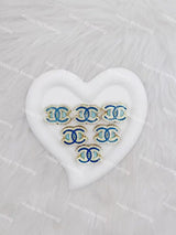 Blue with White Rhinestone  CC Designer Beads DB-019