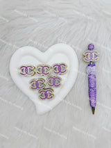 Purple with Sliver Rhinestone CC wiht Gold Metal Part Designer Beads DB-020