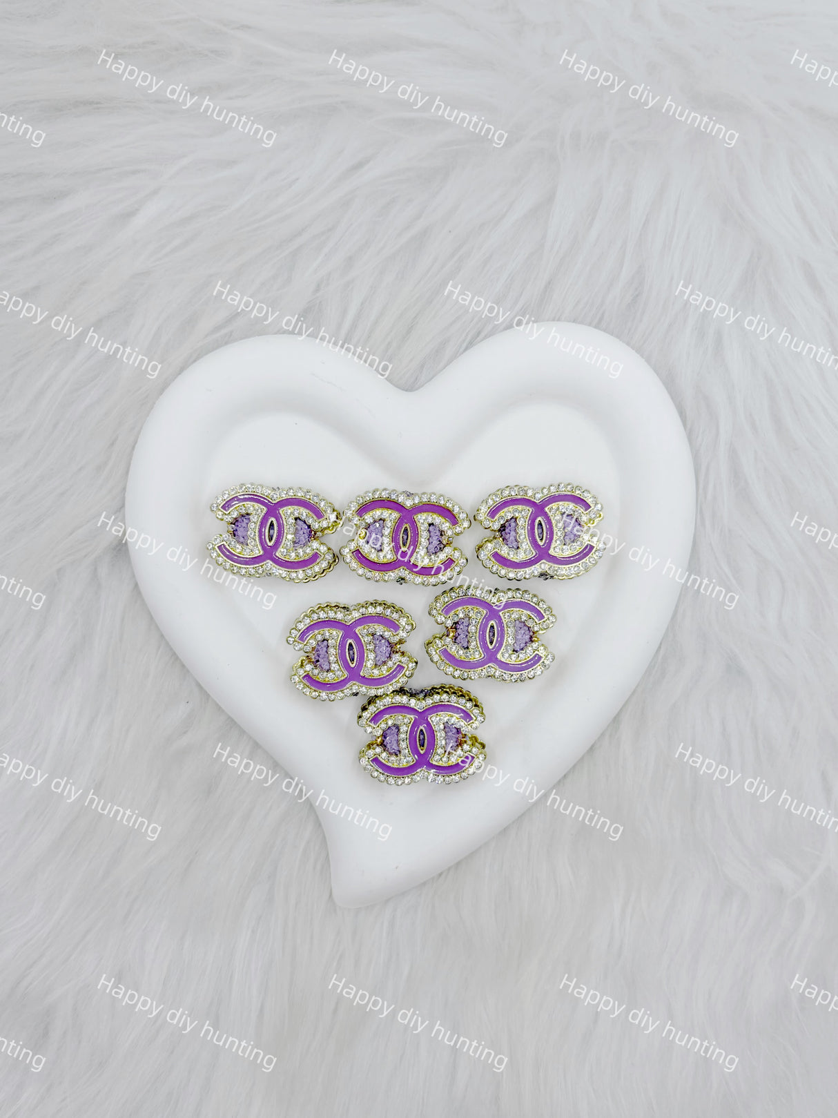 Purple with Sliver Rhinestone CC wiht Gold Metal Part Designer Beads DB-020