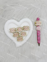 Pink withSliver Rhinestone CC Designer Beads DB-021