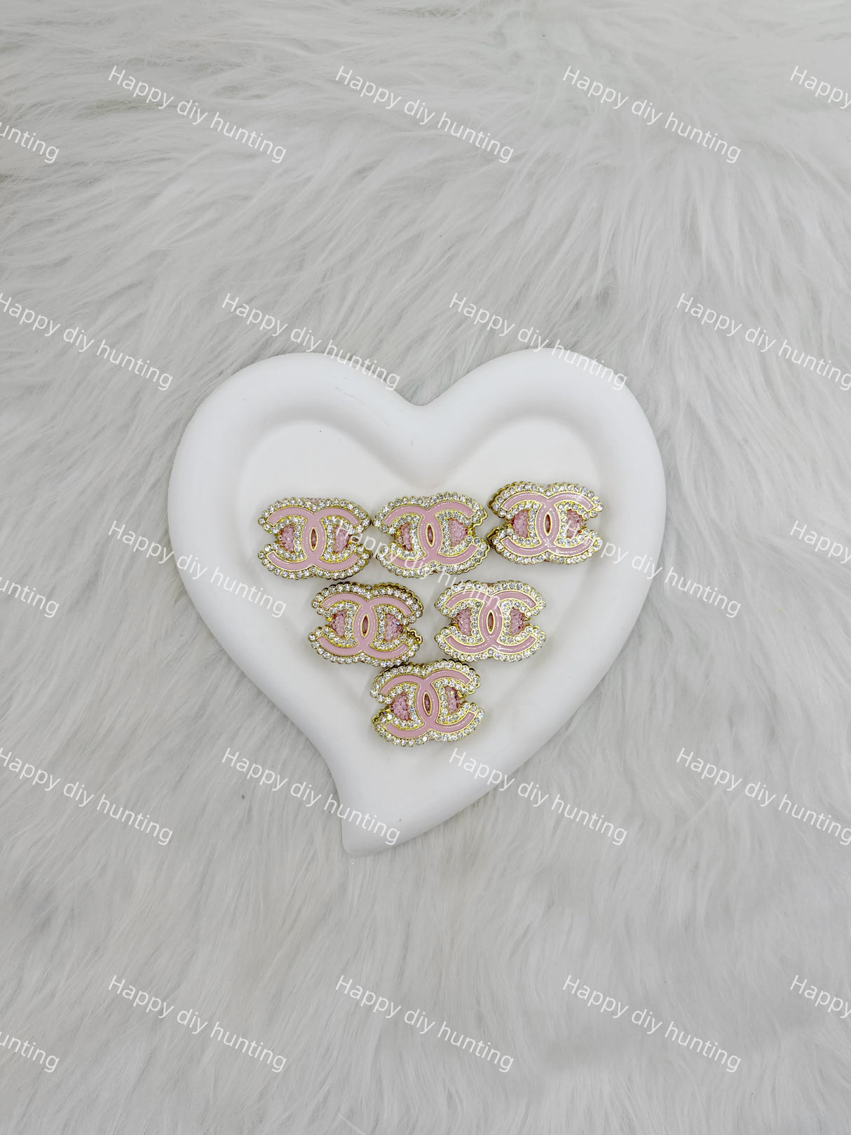 Pink withSliver Rhinestone CC Designer Beads DB-021