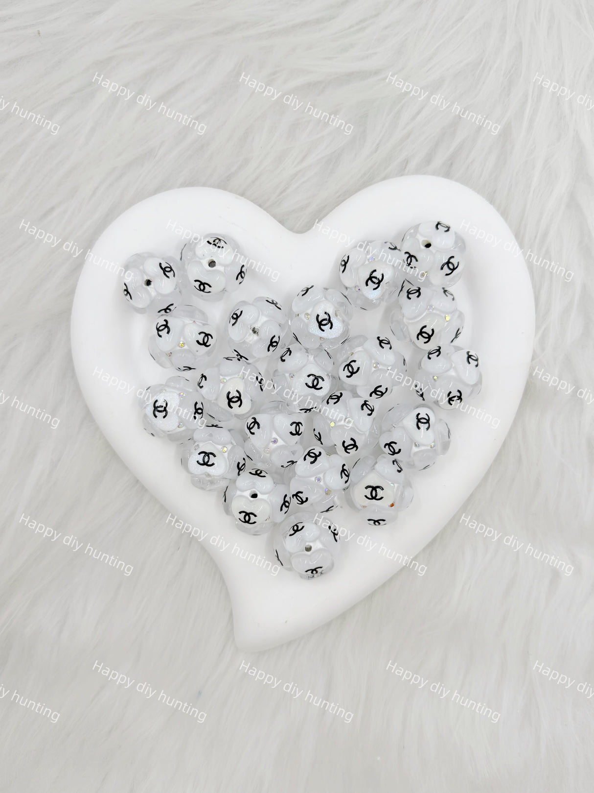 White Fancy CC Designer Beads DB-025