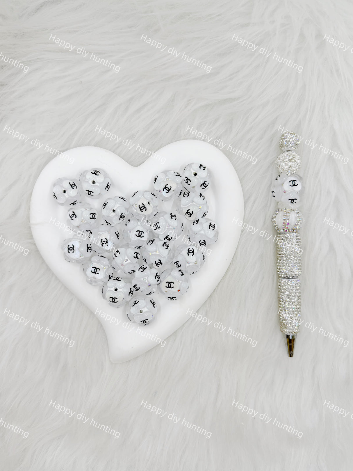 White Fancy CC Designer Beads DB-025