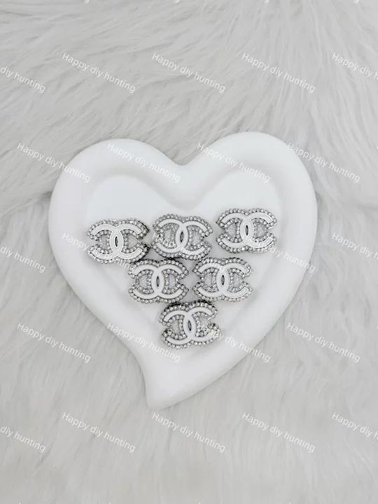 White with Sliver Rhinestone CC Designer Beads DB-029