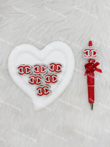 Red with Sliver Rhinestone CC Designer Beads  DB-030