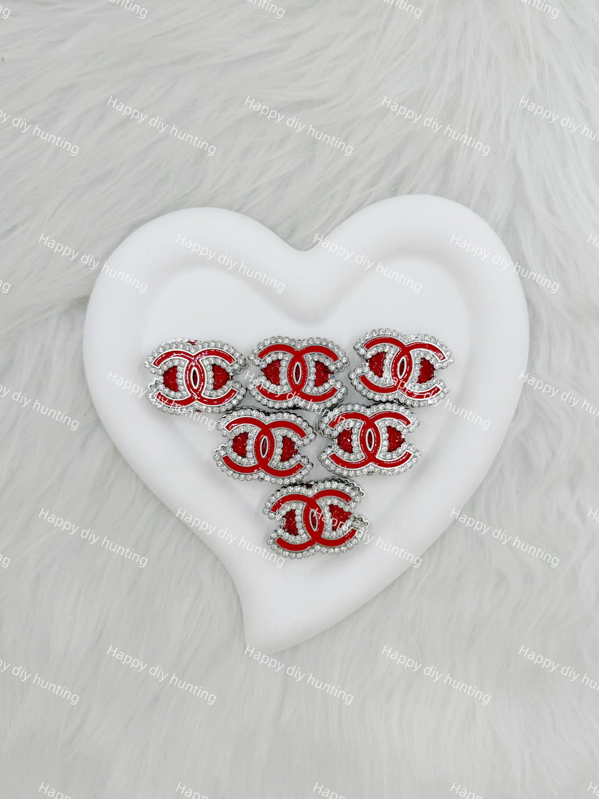 Red with Sliver Rhinestone CC Designer Beads  DB-030