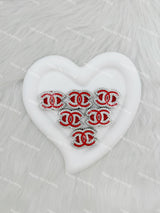 Red with Sliver Rhinestone CC Designer Beads  DB-030