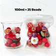 100ml Valentine themed bead mix assorted silicone acrylic craft beads