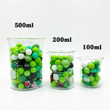 100ml 200ml 500ml Christmas Green Silicone & Acrylic bead mix volume comparison, silicone acrylic mixed holiday beads for diy craft