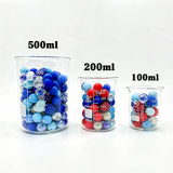 100ml 200ml 500ml Red & Blue Silicone & Acrylic bead mix volume comparison, silicone acrylic mixed beads for diy craft