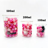 100ml 200ml 500ml romantic pink Silicone & Acrylic bead mix volume comparison, silicone acrylic mixed beads for craft