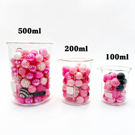 100ml 200ml 500ml romantic pink Silicone & Acrylic bead mix volume comparison, silicone acrylic mixed beads for craft