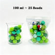 100ml Christmas Green Silicone & Acrylic bead mix, festive green bead set for handmade holiday crafts
