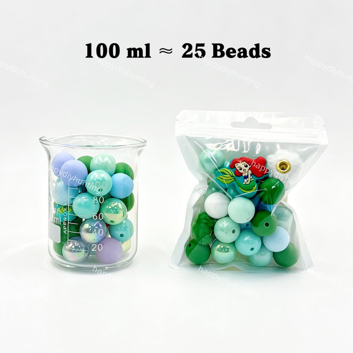 100ml ocean mermaid Silicone & Acrylic bead mix, silicone acrylic beads for diy beadable pen making