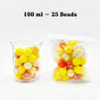 100ml sunshine bright Silicone & Acrylic bead mix, mixed focal beads for diy keychain crafts