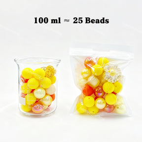 100ml sunshine bright Silicone & Acrylic bead mix, mixed focal beads for diy keychain crafts