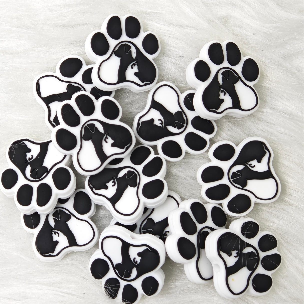 Dog paws Silicone Focal Beads Wholesale