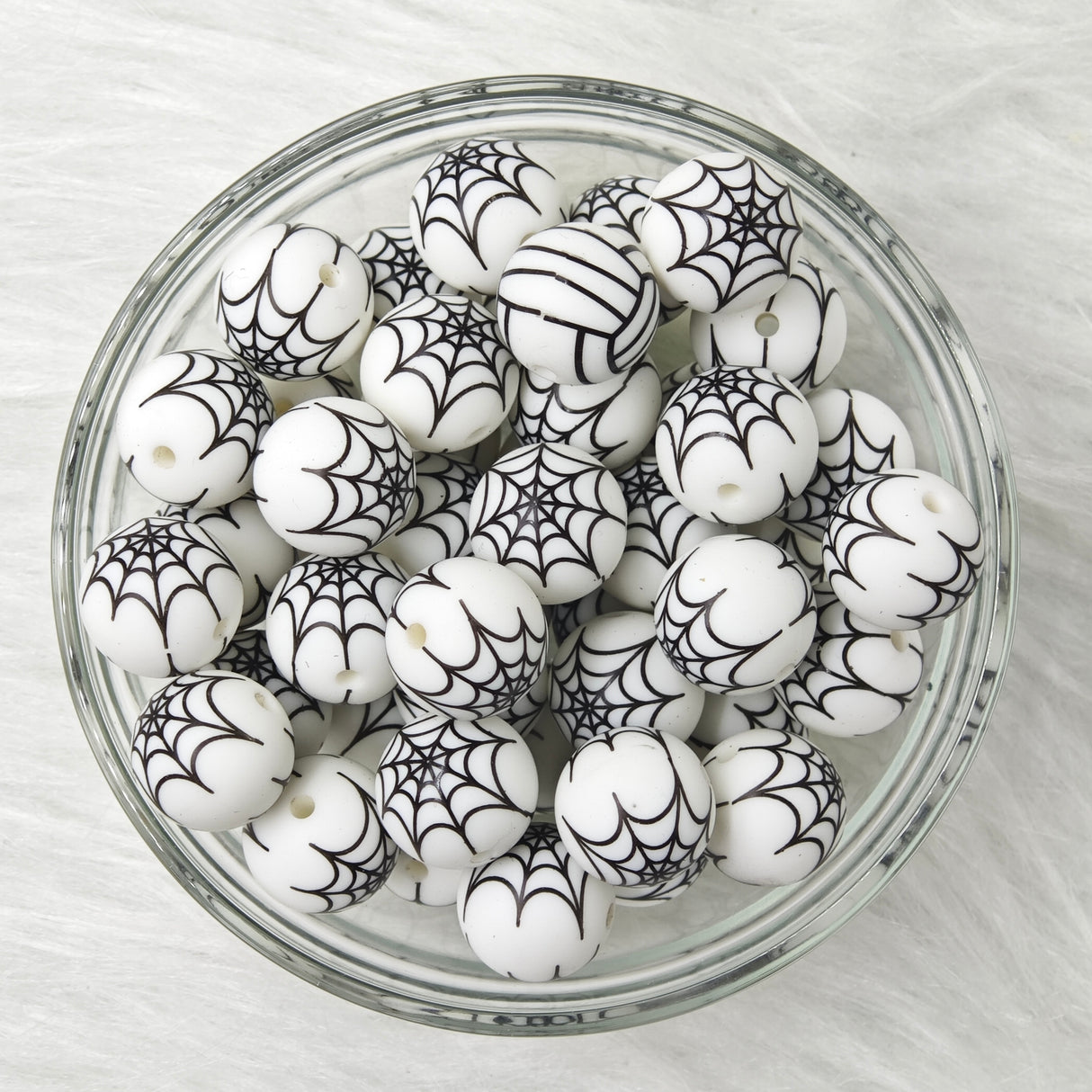 15mm Big Spider Web Printed Silicone Beads 15mm