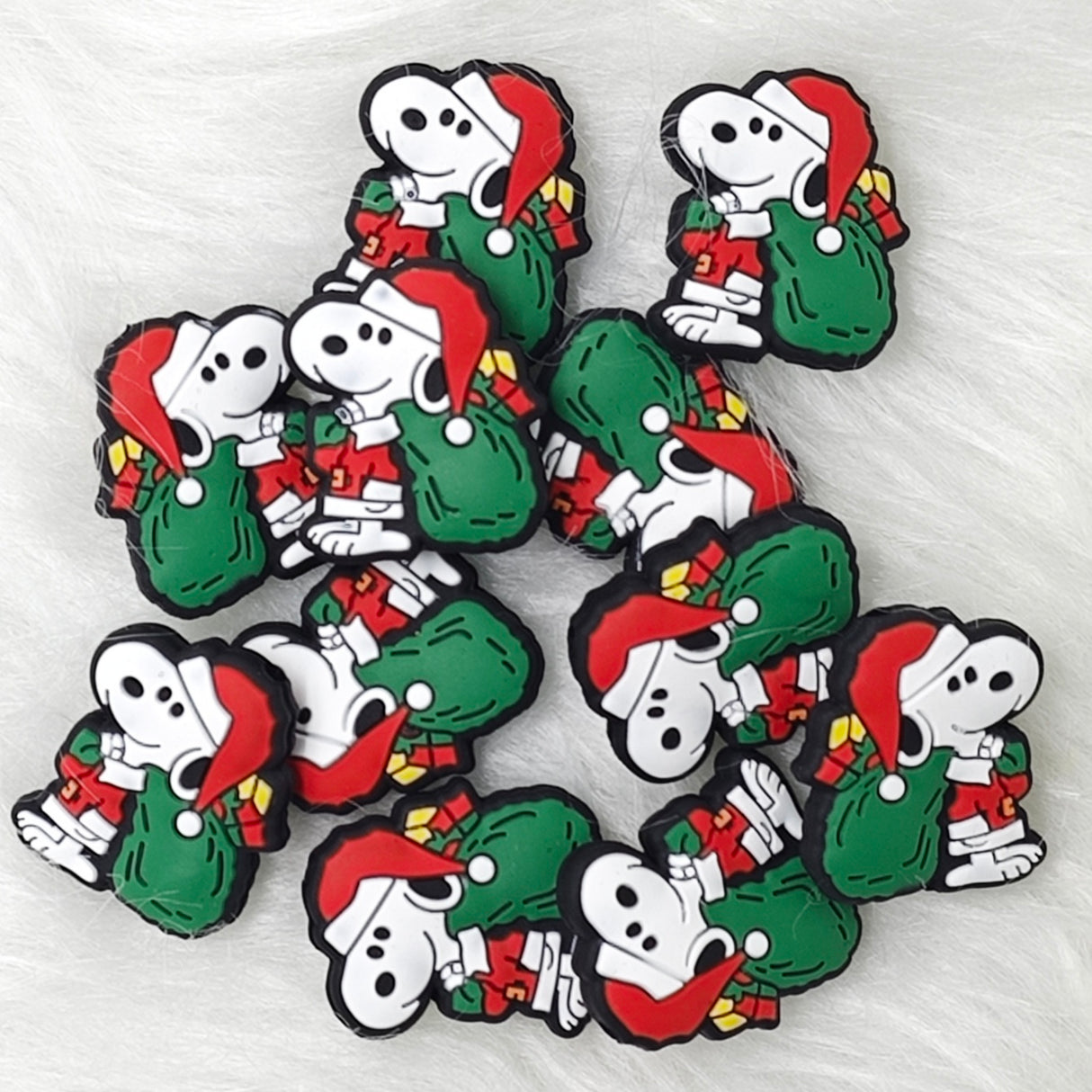 Christmas Snoopy with Santa's hat Silicone Focal Beads, character  Focal Bead