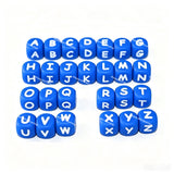 12mm Hot Blue silicone alphabet cube beads full A-Z food grade silicone letter beads