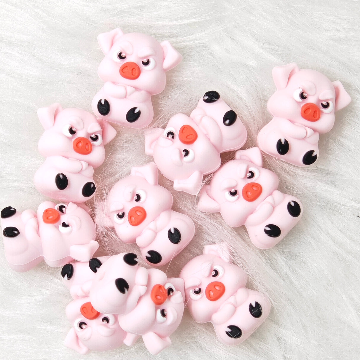 3d pig Silicone Focal Beads, animal focal beads