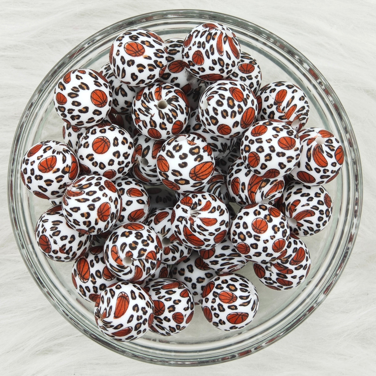 15mm basketball leopard Printed Silicone Beads