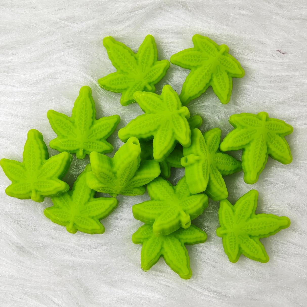 Light green leaves Silicone Focal Beads, plant  focal beads