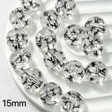 15mm designer glossy transparent V*L printed round acrylic beads for DIY beadable pens and jewelry crafts