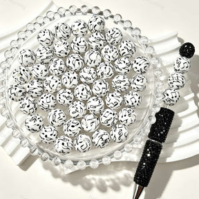 15mm Round Music Note Print Silicone Beads for custom beadable pen handmade DIY craft projects