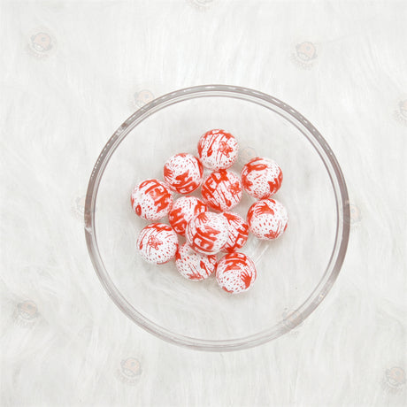 15mm Bloody Hand Scary Pattern Printed Silicone Beads