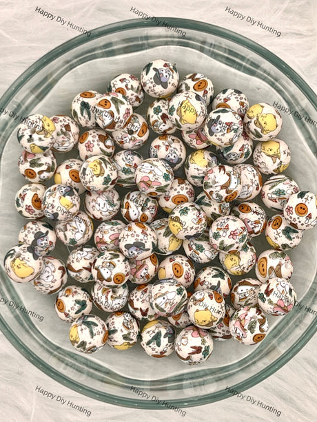 15mm Camping Sanrio Family Printed Silicone Beads