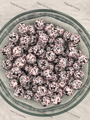 15mm Love Kouromi Printed Silicone Beads