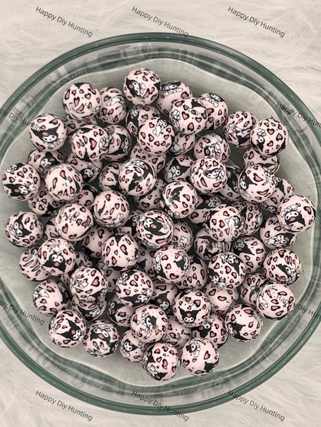 15mm Love Kouromi Printed Silicone Beads