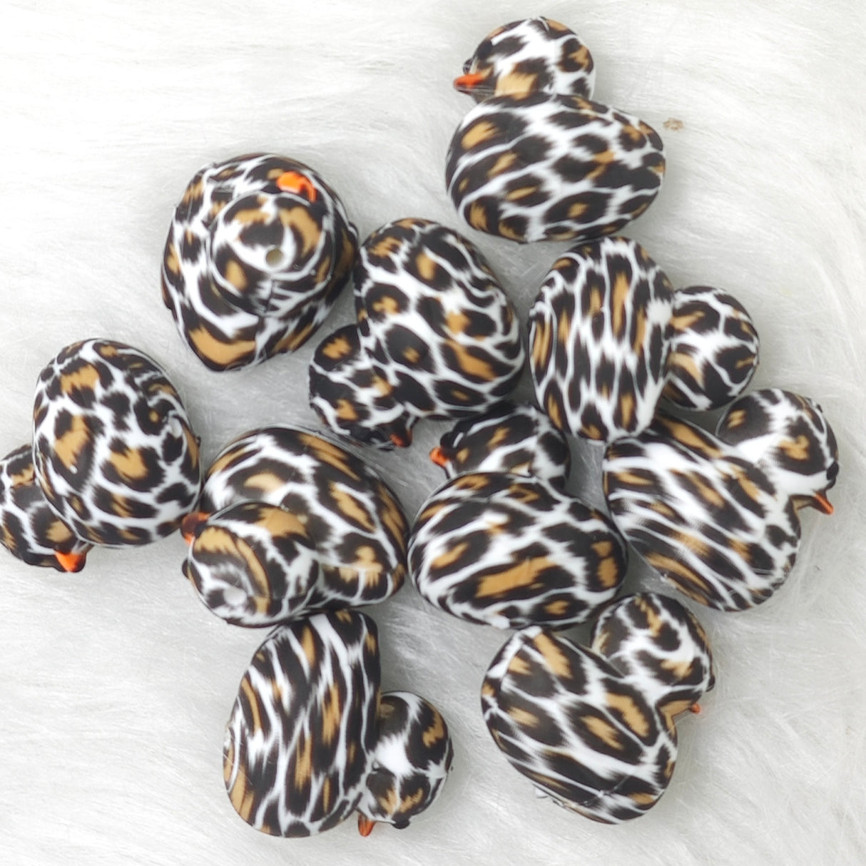 3D leopard print duck Silicone Focal Beads, animal focal beads