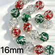 16mm transparent red green silver foil filled round acrylic beads for DIY beadable pens holiday crafts