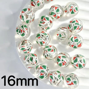 16mm clear green Christmas character slices filler round acrylic beads for DIY beadable pens holiday crafts