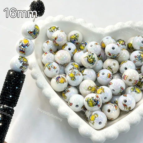 16mm rainbow girl iridescent white round acrylic beads for DIY beadable pens and jewelry crafts