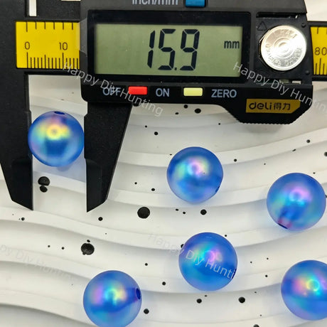 16mm Blue UV Finish Frosted Cat Eye Round Acrylic Beads  for DIY Beadable Pens & Jewelry