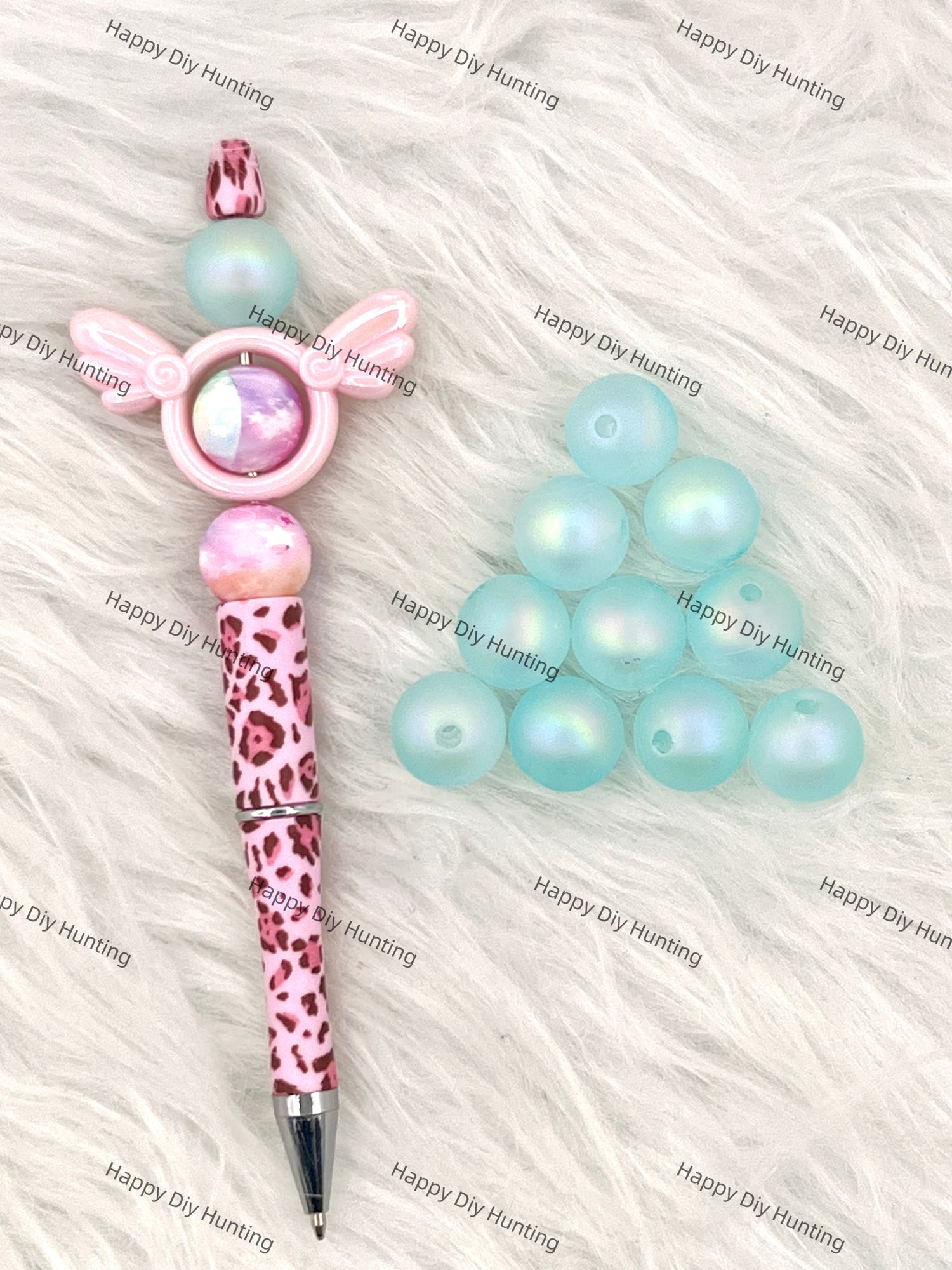 16mm Blue UV Finish Frosted Matte Cat Eye Round Acrylic Beads