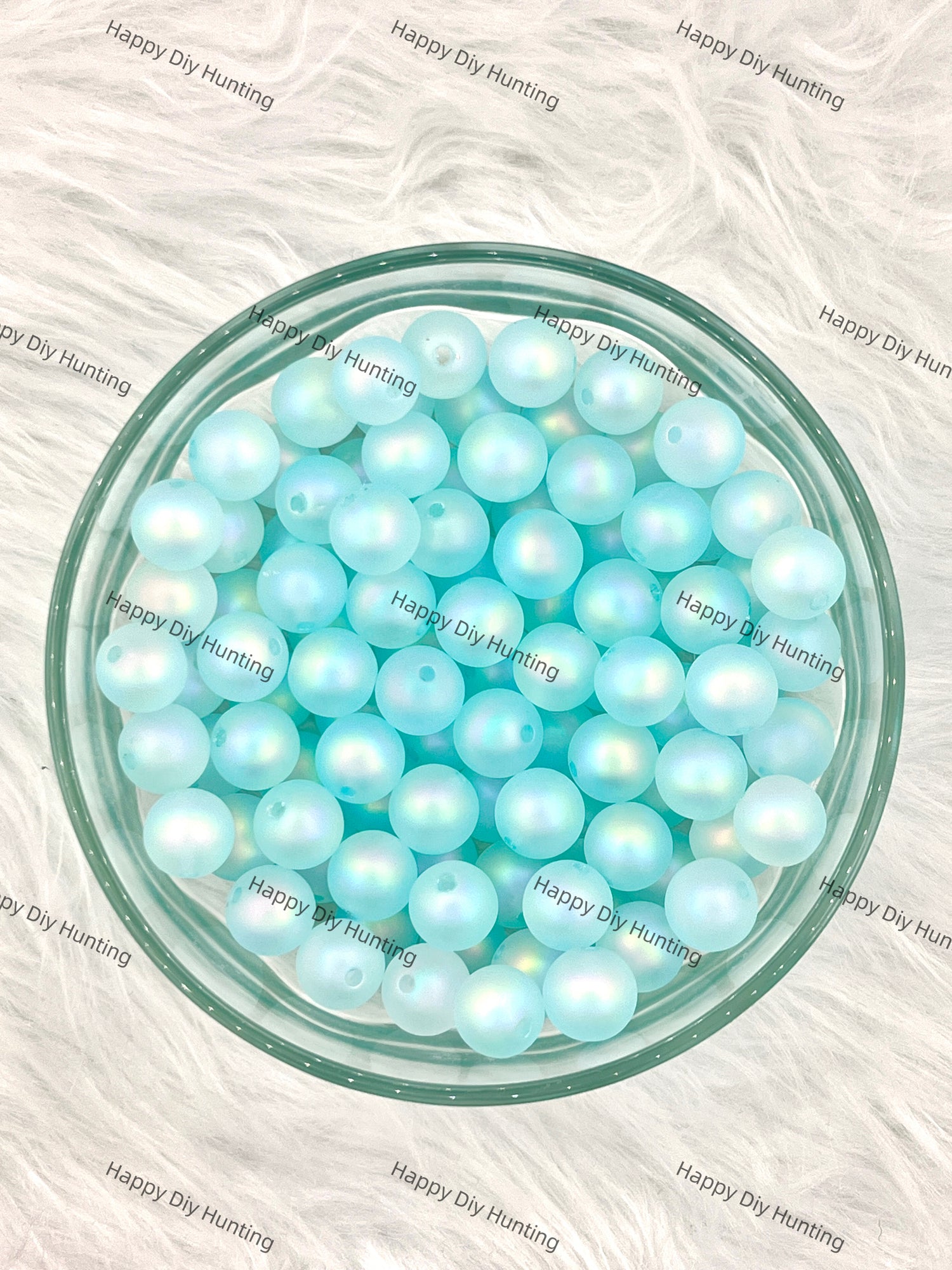 16mm Blue UV Finish Frosted Matte Cat Eye Round Acrylic Beads