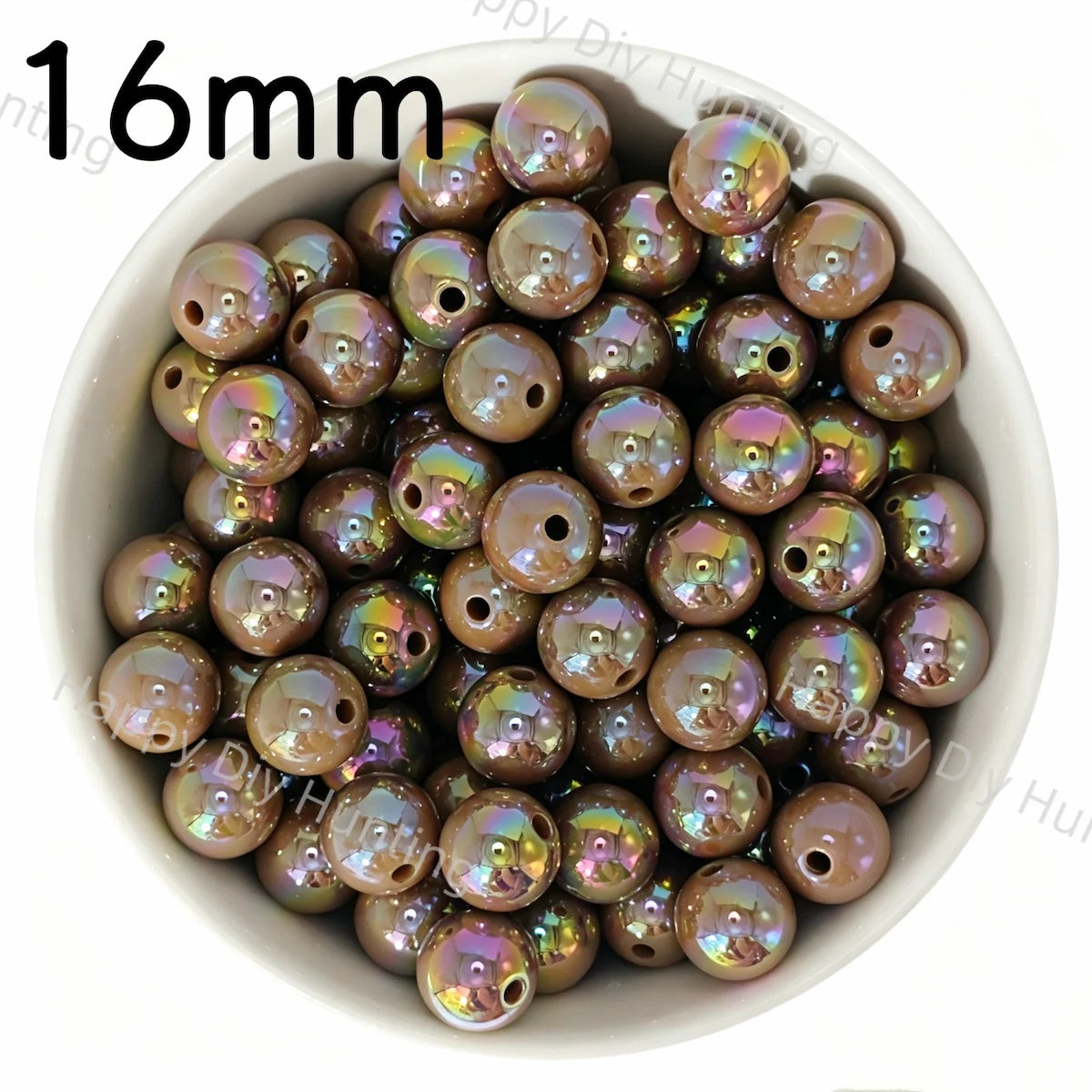 16mm Brown UV Finish Frosted Cat Eye Round Acrylic Beads  for DIY Beadable Pens & Jewelry