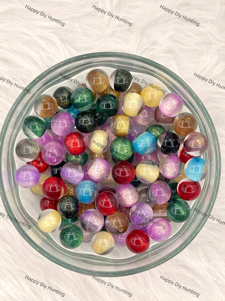 16mm Colorful Glitter River Round Acrylic Beads